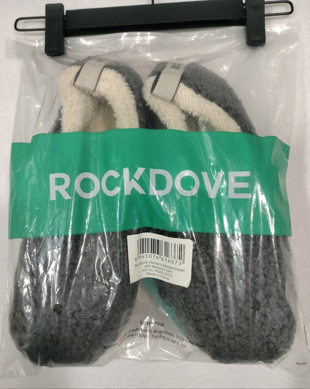 RockDove Gray Knit Cozy Slippers - Faux Shearling Lining